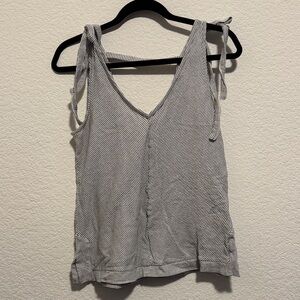 Lucky Brand Chic Black and White Striped Tank Top with Tie Straps